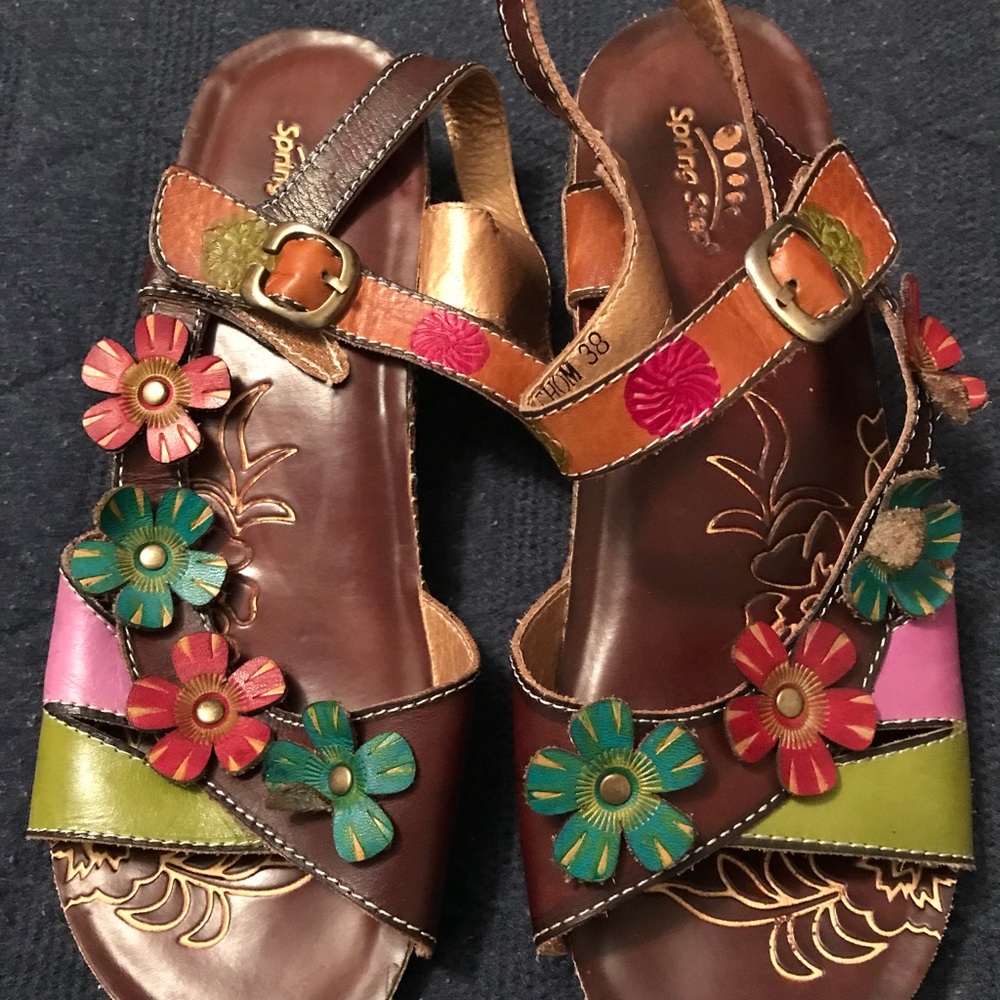 SpringStep  with colorful flowers